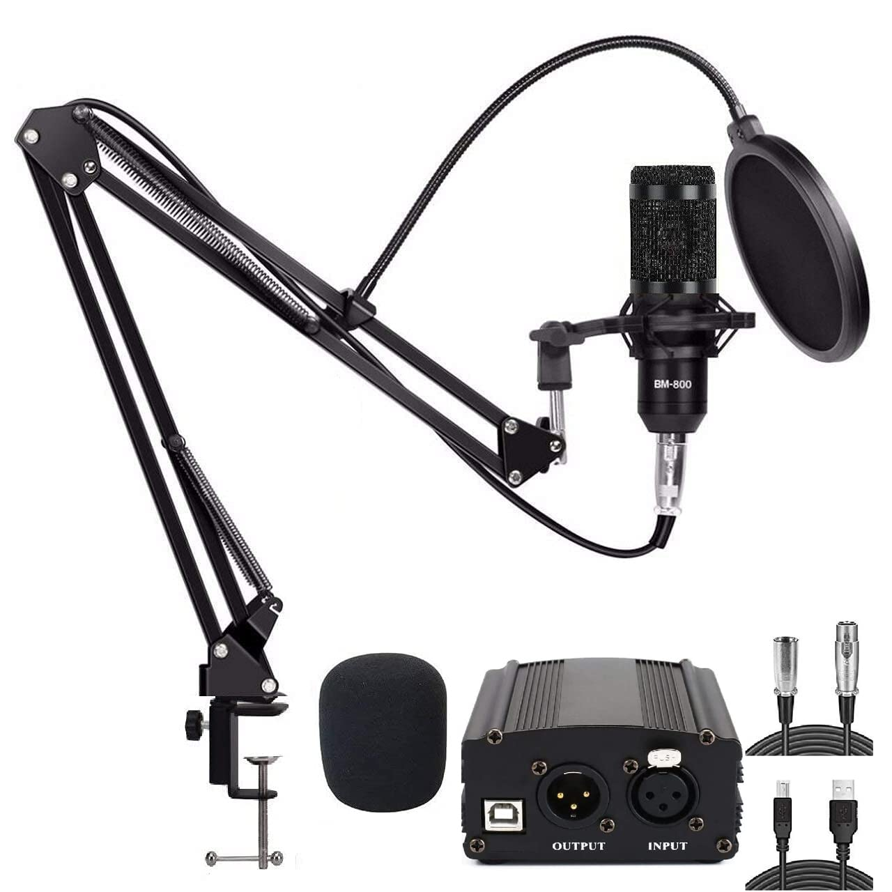 Cezo Professional Studio Recording Singing Condenser Mic Full Set Kit BM 800 Condenser Microphone with Audio interface inbuilt